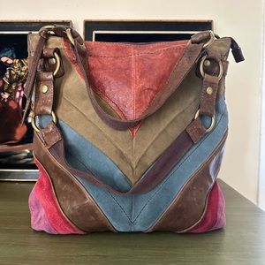 Fossil boho patchwork tote
